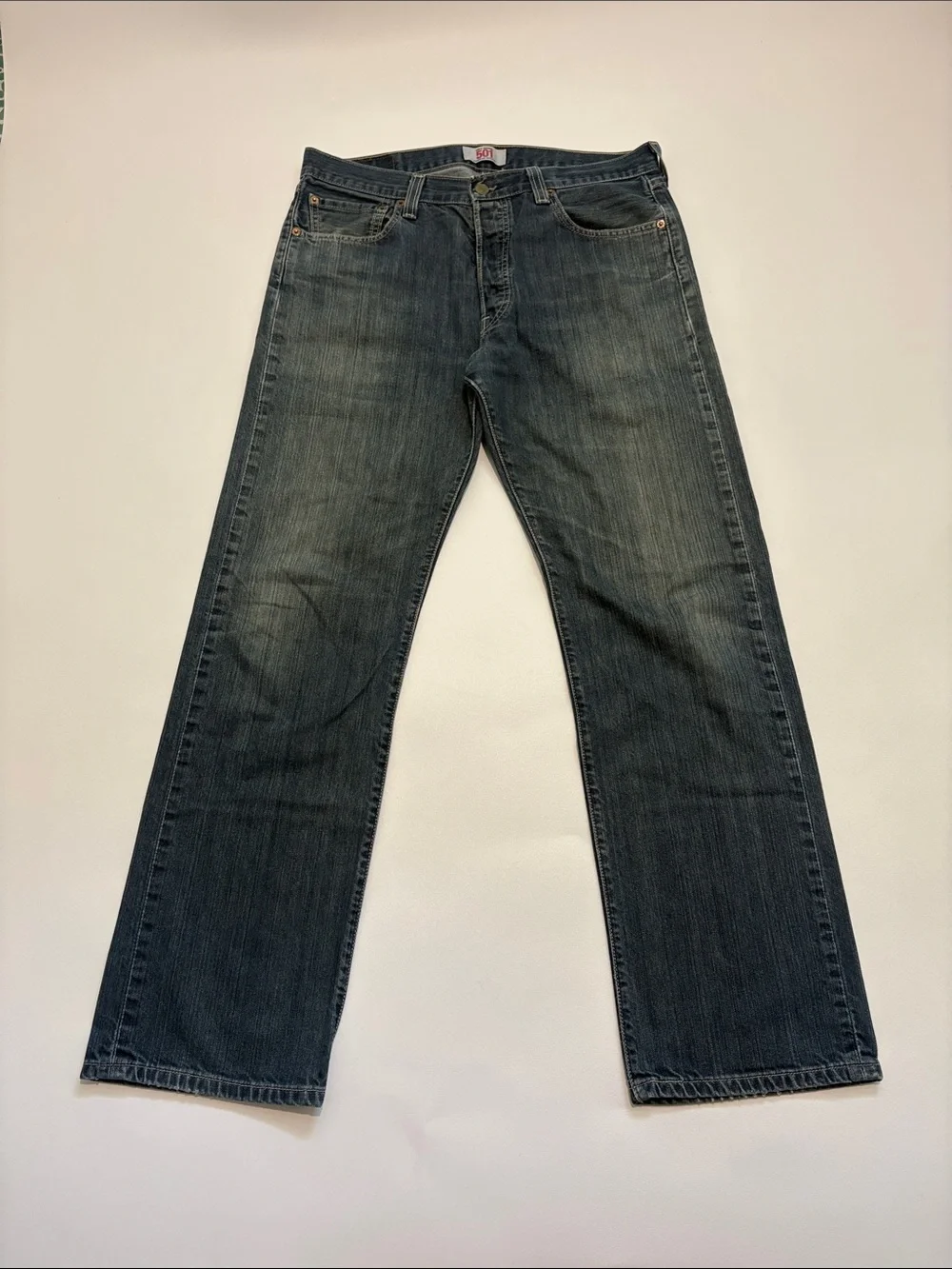 Levi's 501 Men's Straight Leg Button-Gly Jeans - Faded Blue Wash